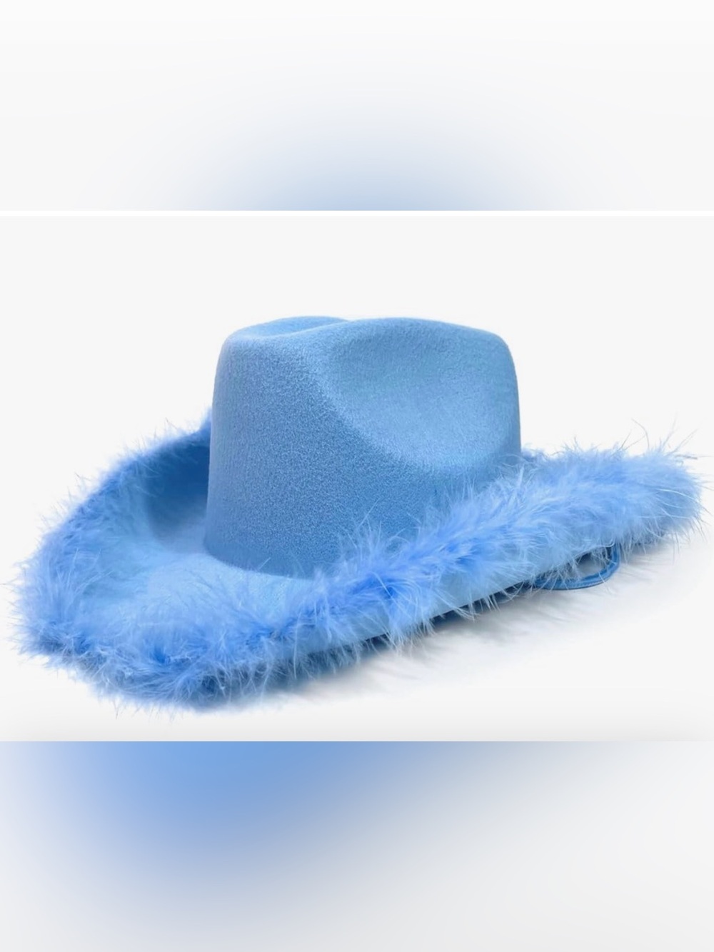 Light Blue Feathered Cowgirl Hat